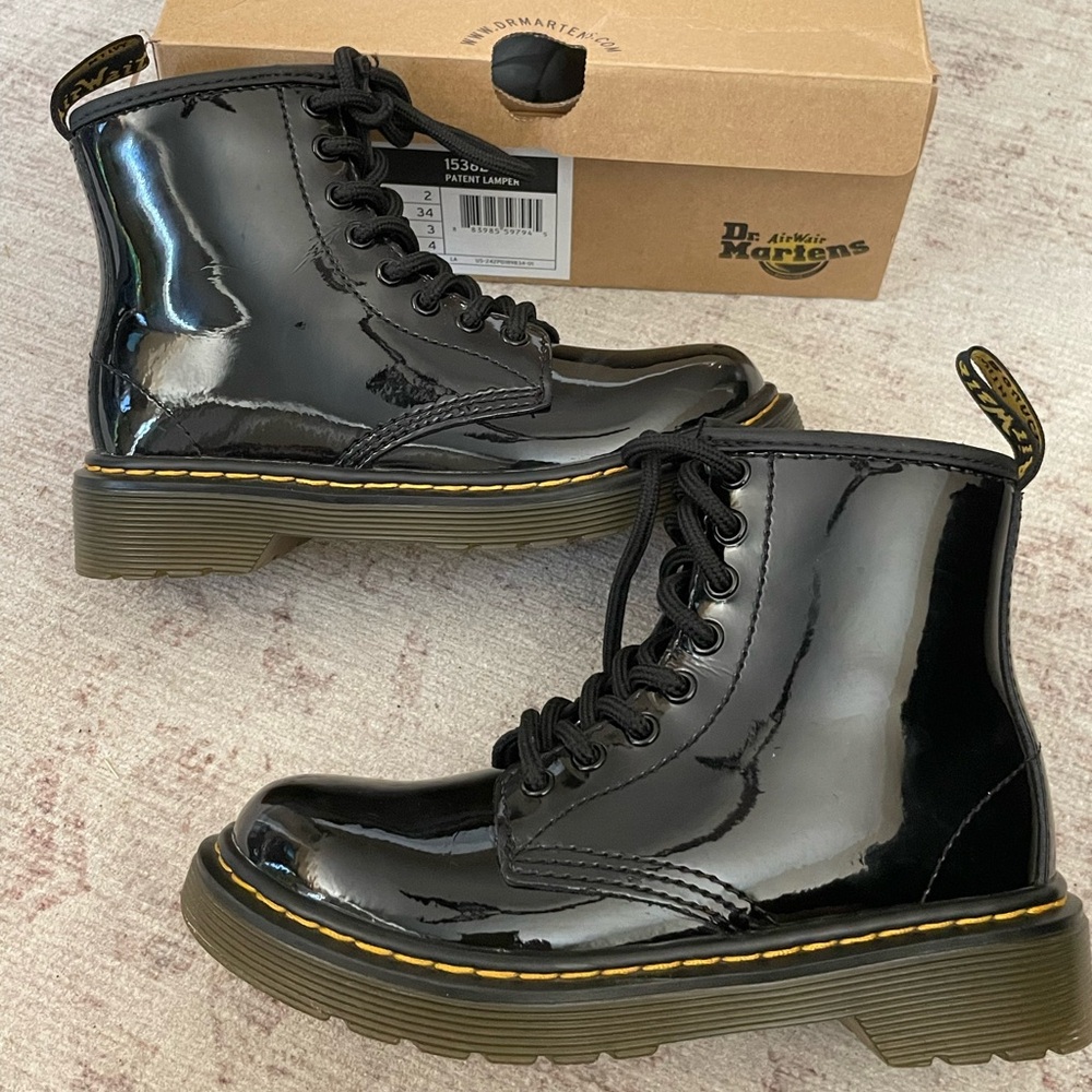 Dr. Martens Kids Glossy Black Boots